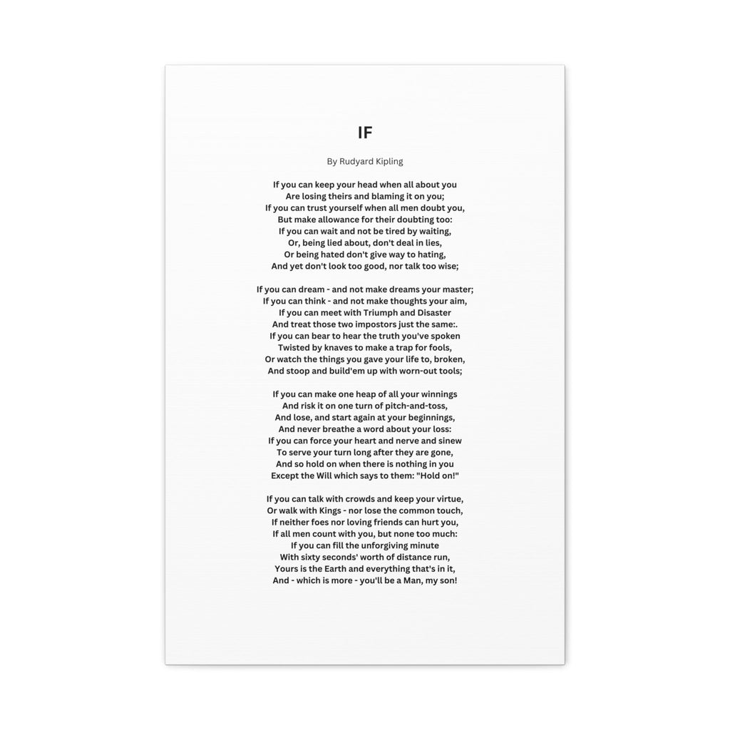 IF Poem by Rudyard Kipling Canvas Gallery Wrap Canvas Gallery Wrap