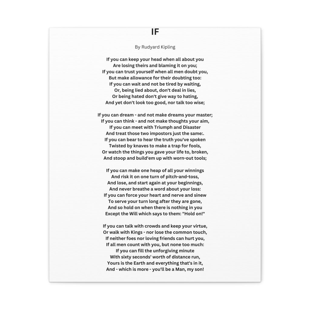 IF Poem by Rudyard Kipling Canvas Gallery Wrap Canvas Gallery Wrap
