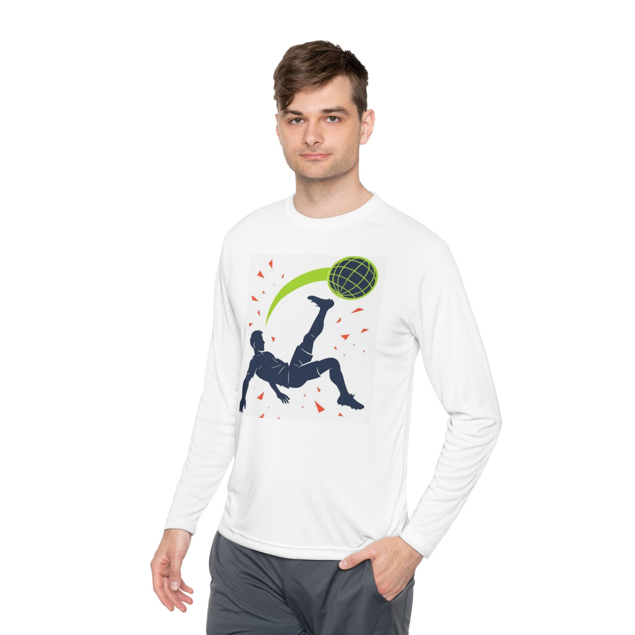 Soccer Silhouette Long Sleeve Tee, Graphic Tee for Sports Fans, Gift for Athletes, Casual Wear, Soccer Gifts, Event Merchandise