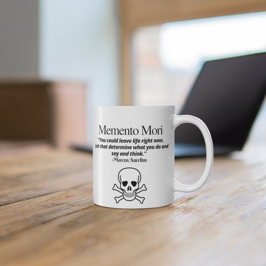 Amor Fati Memento Mori Ceramic Mug 11oz novelty stoic mug stoicism Marcus Aurelius quote