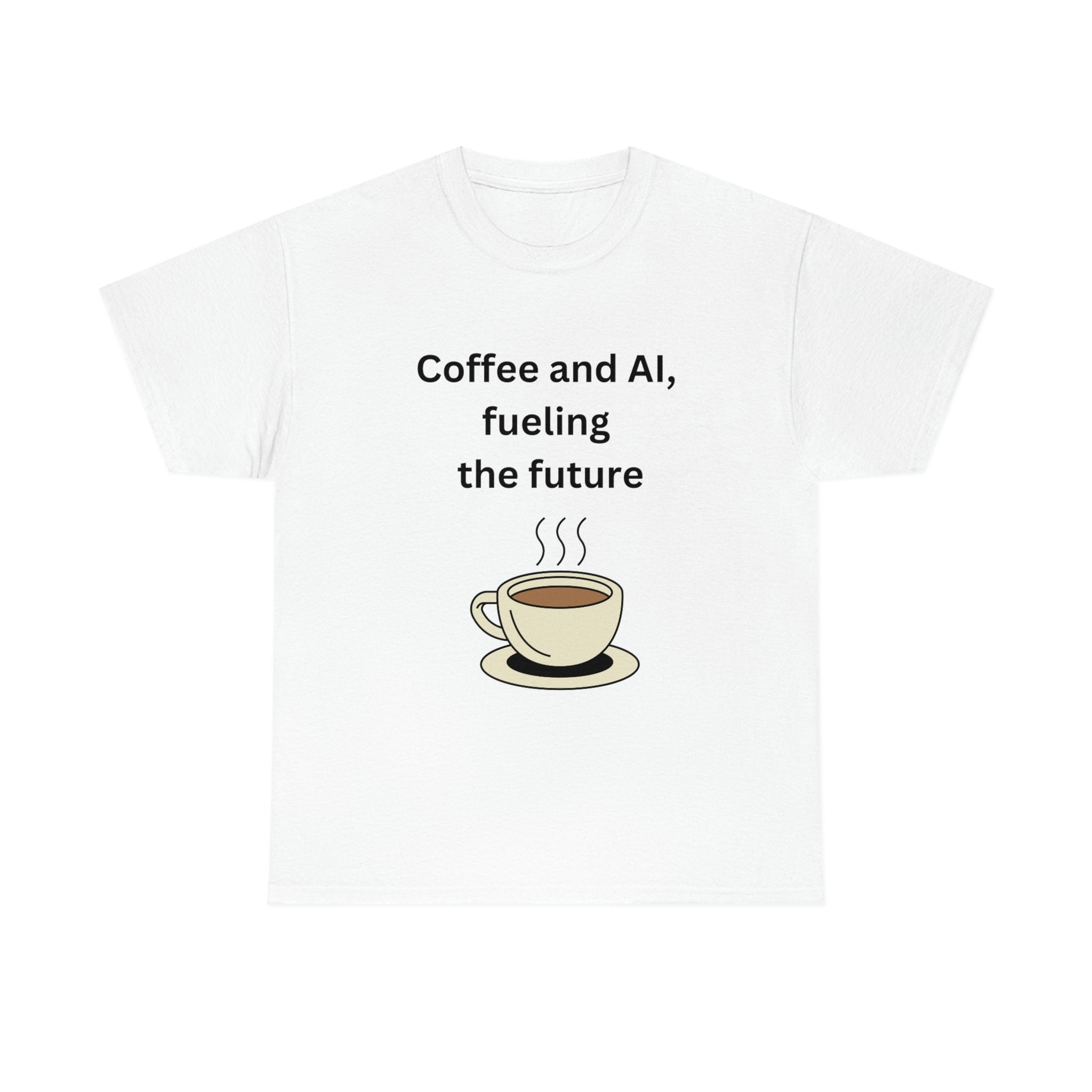 Coffee and AI, Fueling the Future Unisex Heavy Cotton Tee,novelty,graphic tee
