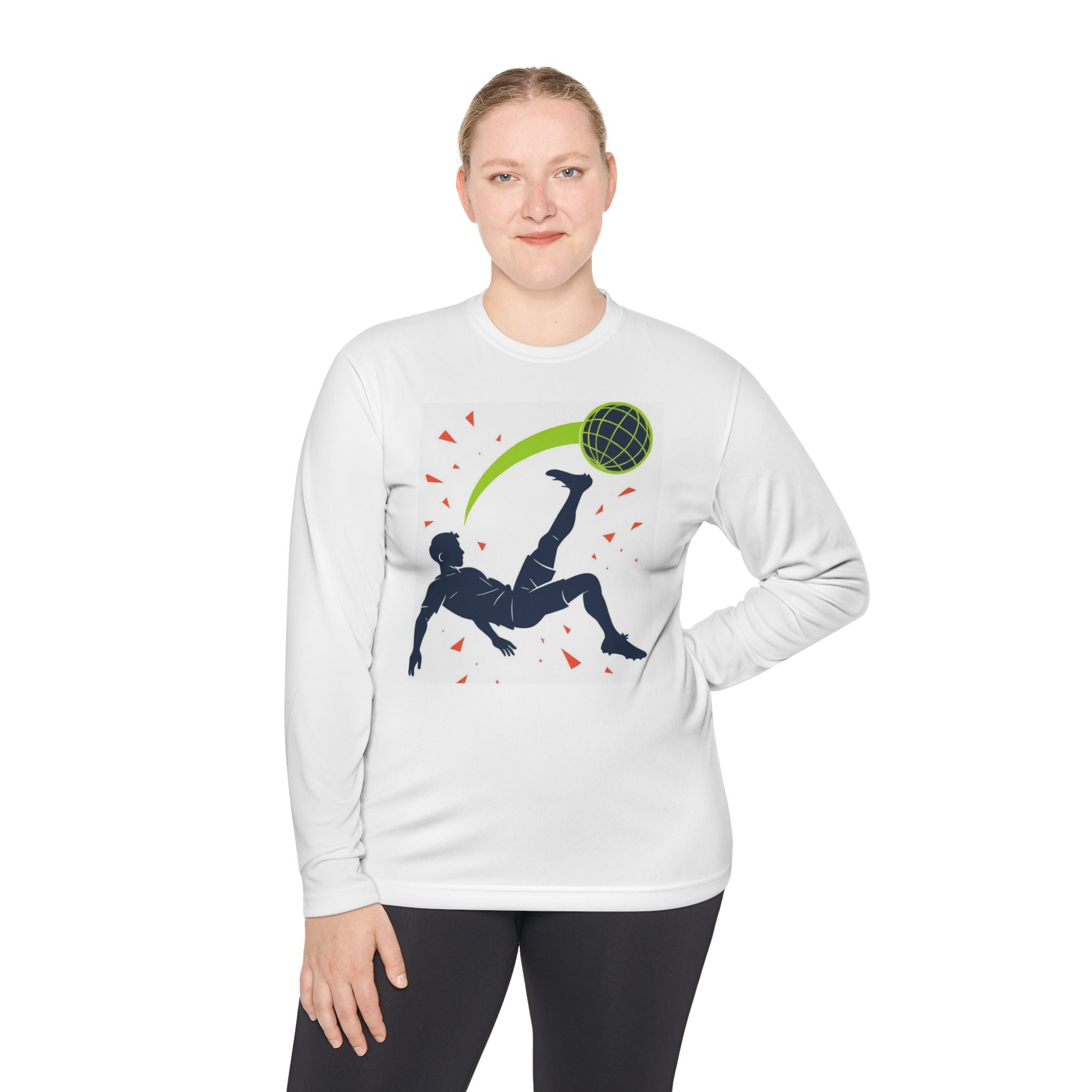 Soccer Silhouette Long Sleeve Tee, Graphic Tee for Sports Fans, Gift for Athletes, Casual Wear, Soccer Gifts, Event Merchandise