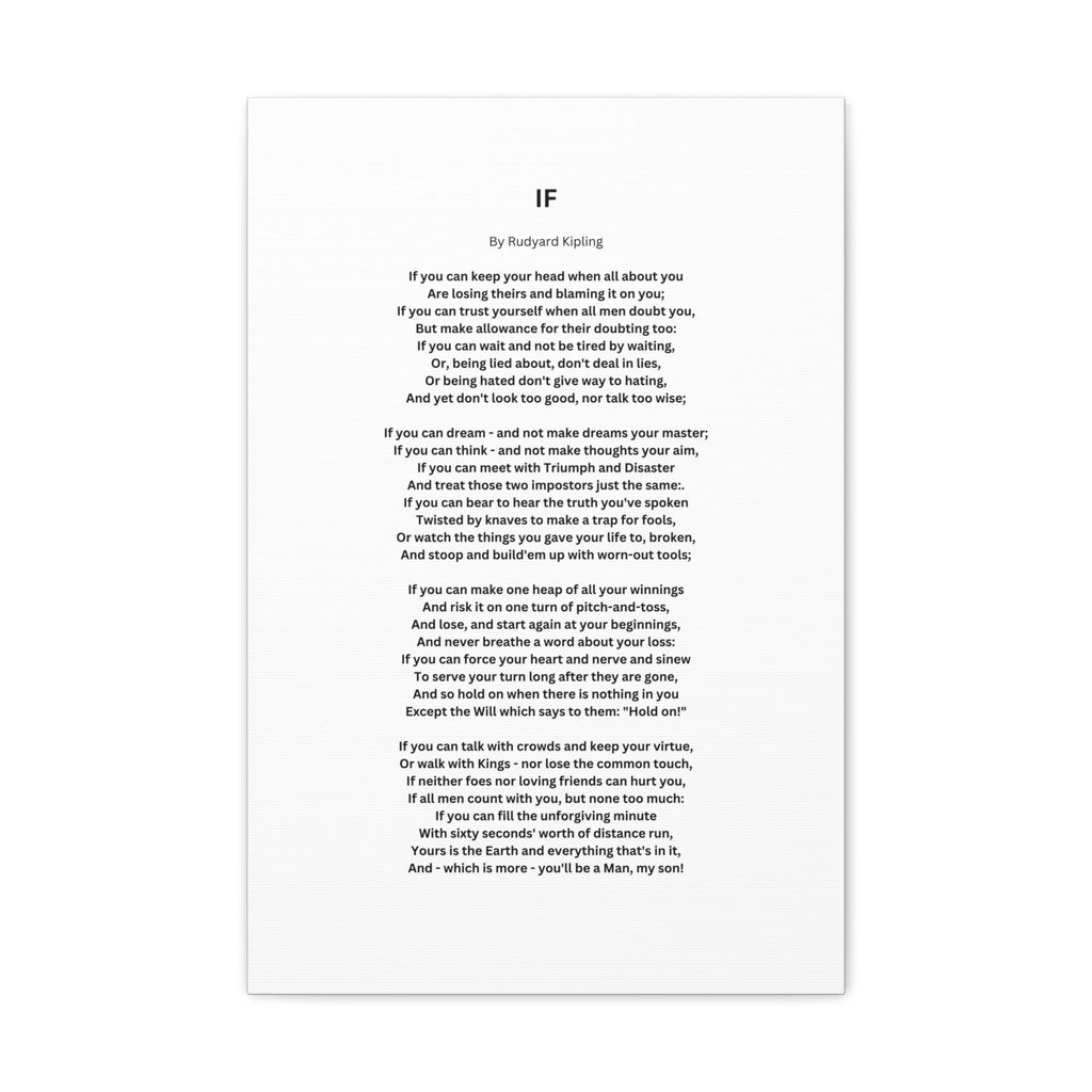 IF Poem by Rudyard Kipling Canvas Gallery Wrap Canvas Gallery Wrap