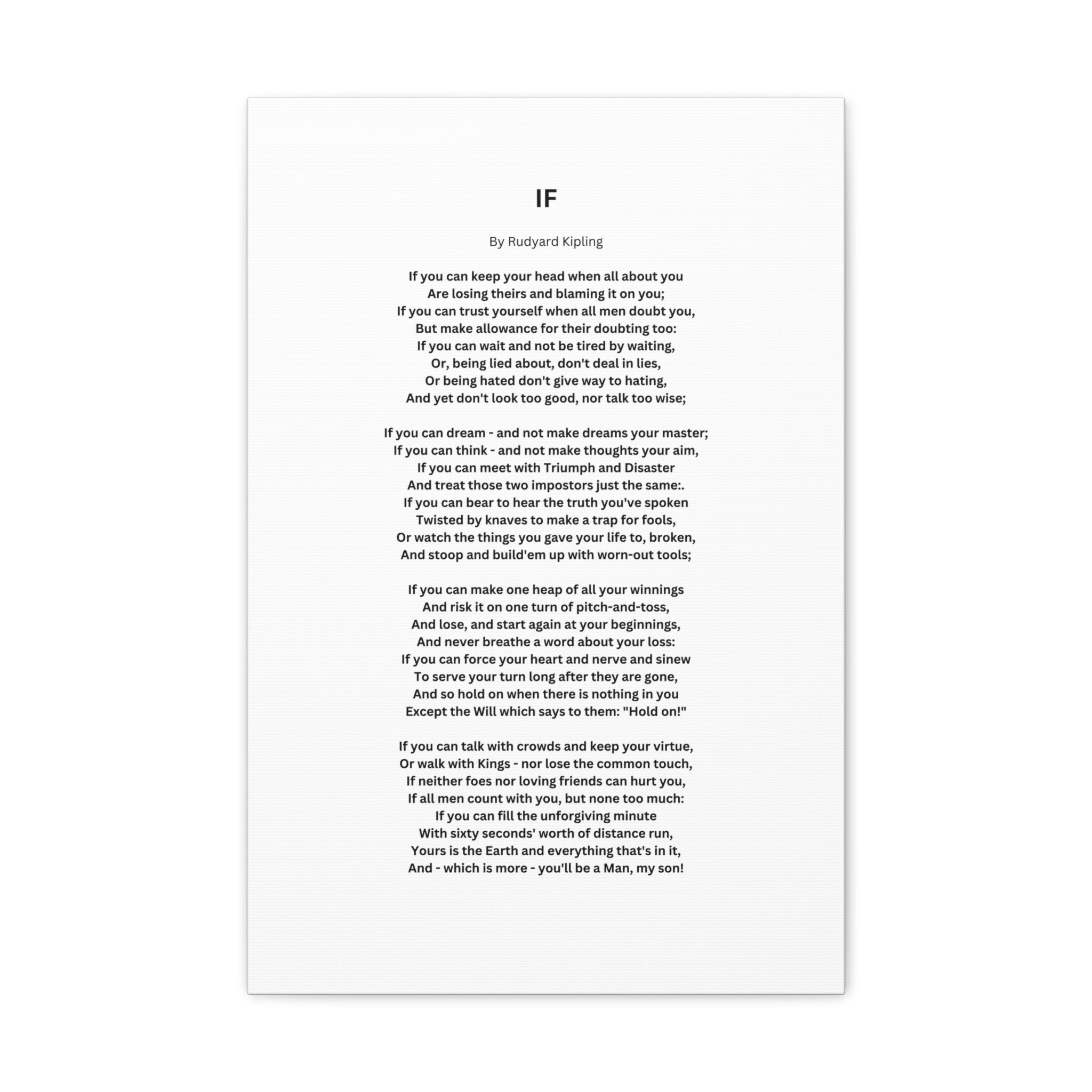 IF Poem by Rudyard Kipling Canvas Gallery Wrap Canvas Gallery Wrap