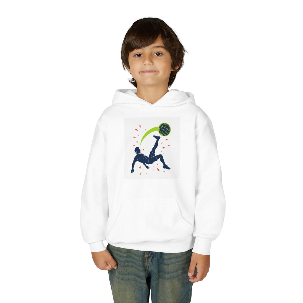 Youth Soccer Kicking Hoodie, Casual Sportswear, Perfect for Athletes, Birthday Gift, Team Spirit