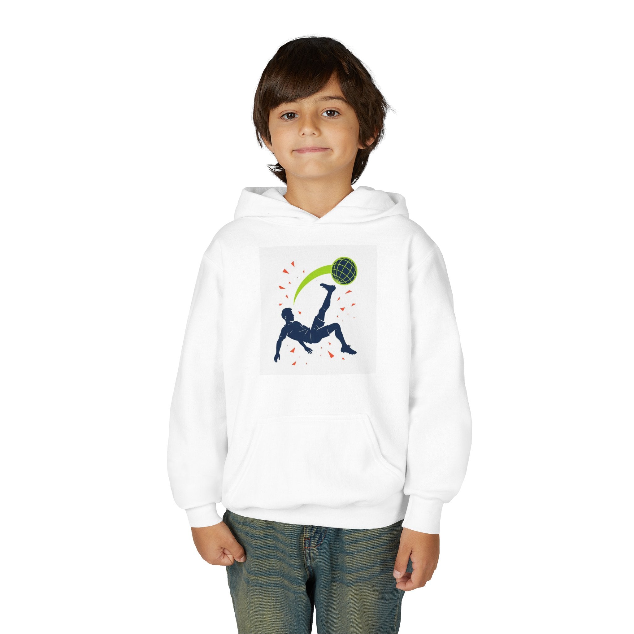Youth Soccer Kicking Hoodie, Casual Sportswear, Perfect for Athletes, Birthday Gift, Team Spirit