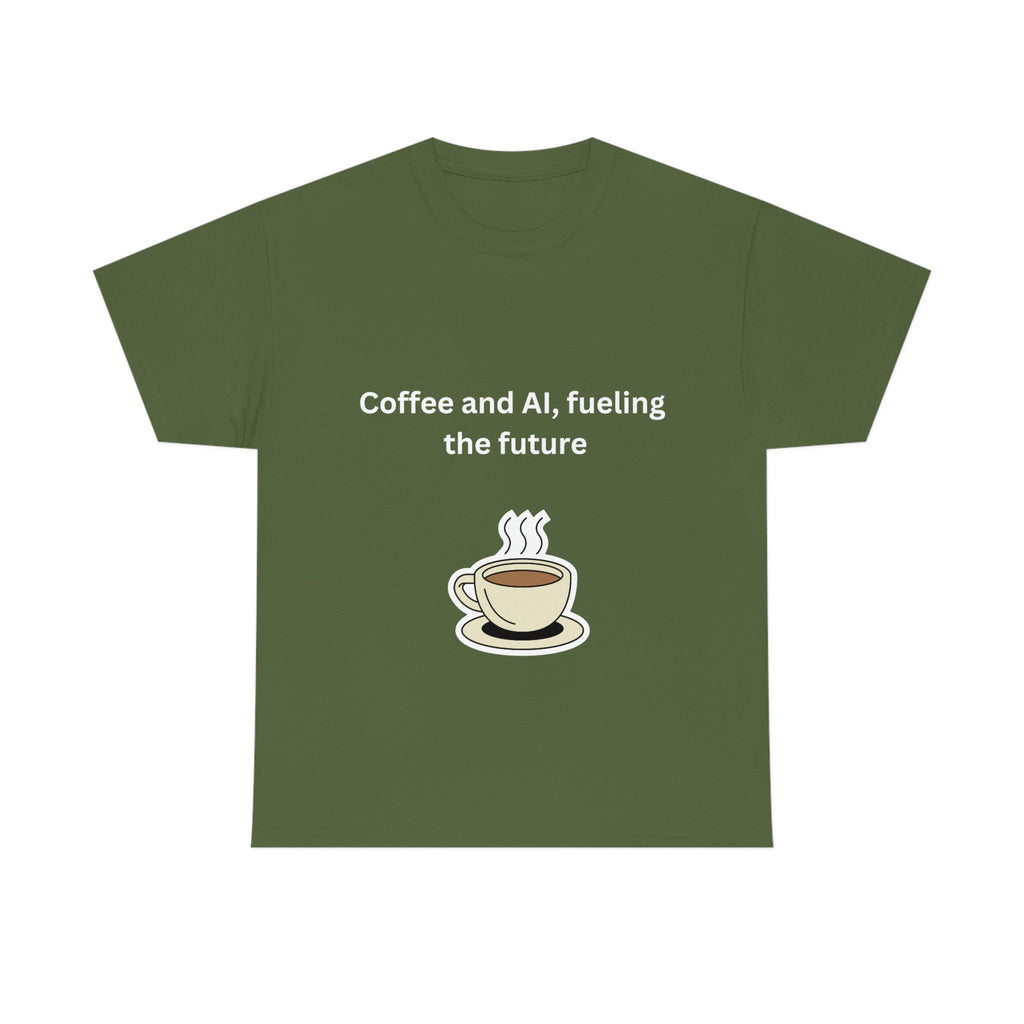 Coffee and AI, Fuelling the Future Unisex Heavy Cotton Tee,novelty tee