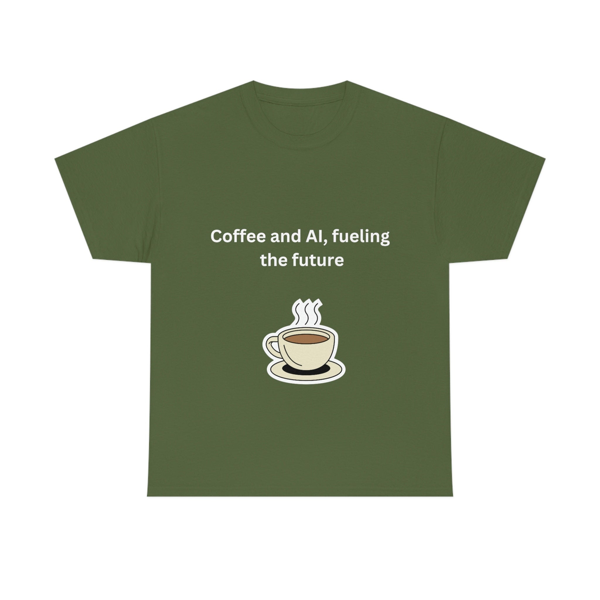 Coffee and AI, Fuelling the Future Unisex Heavy Cotton Tee,novelty tee