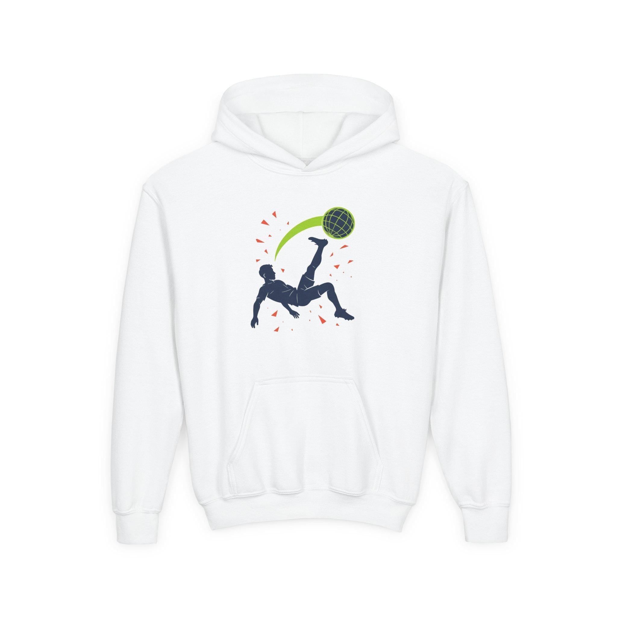 Youth Soccer Kicking Hoodie, Casual Sportswear, Perfect for Athletes, Birthday Gift, Team Spirit