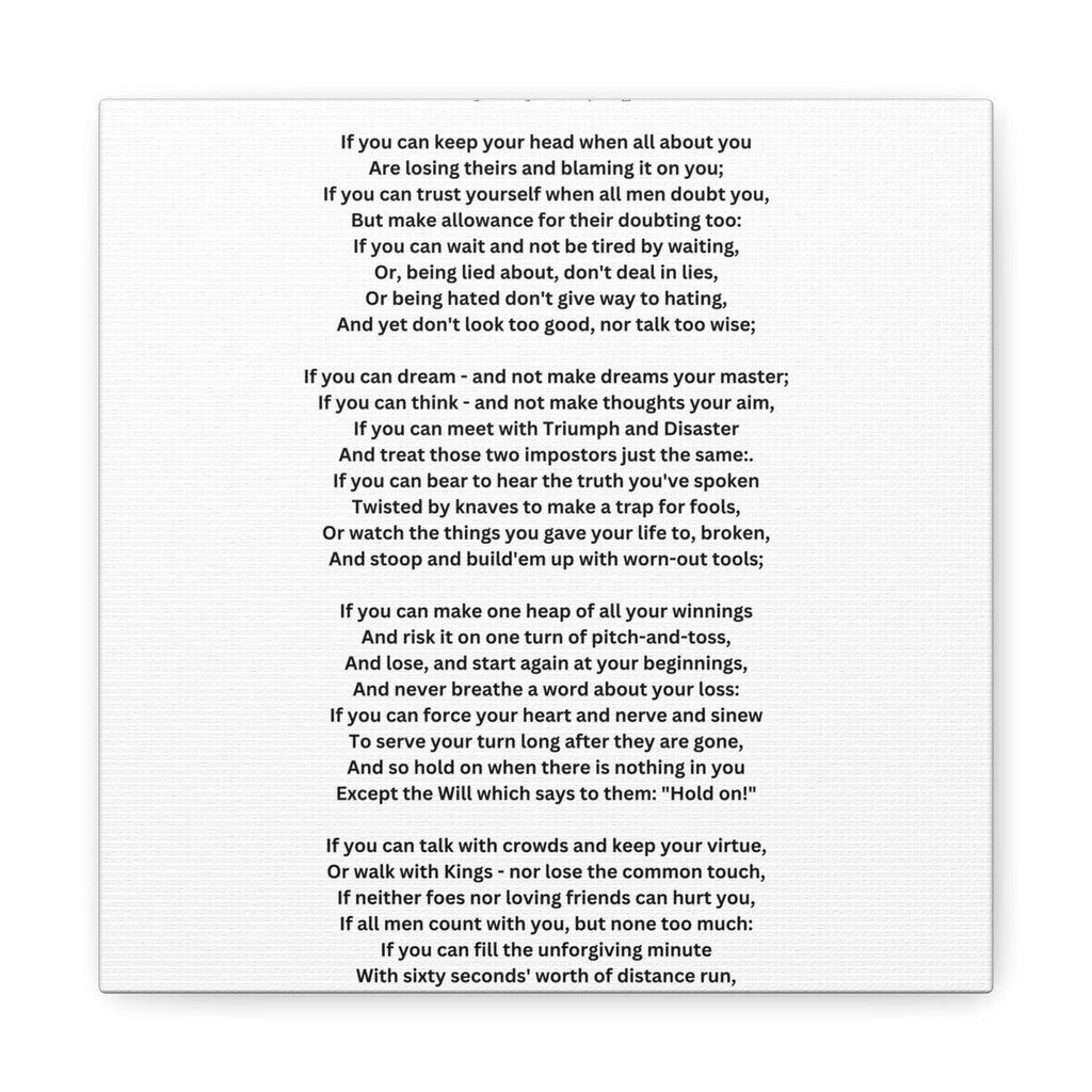 IF Poem by Rudyard Kipling Canvas Gallery Wrap Canvas Gallery Wrap