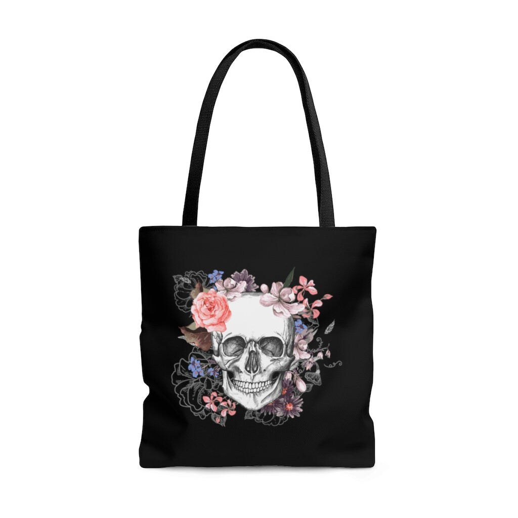 Gothic skull and flowers  AOP Tote Bag