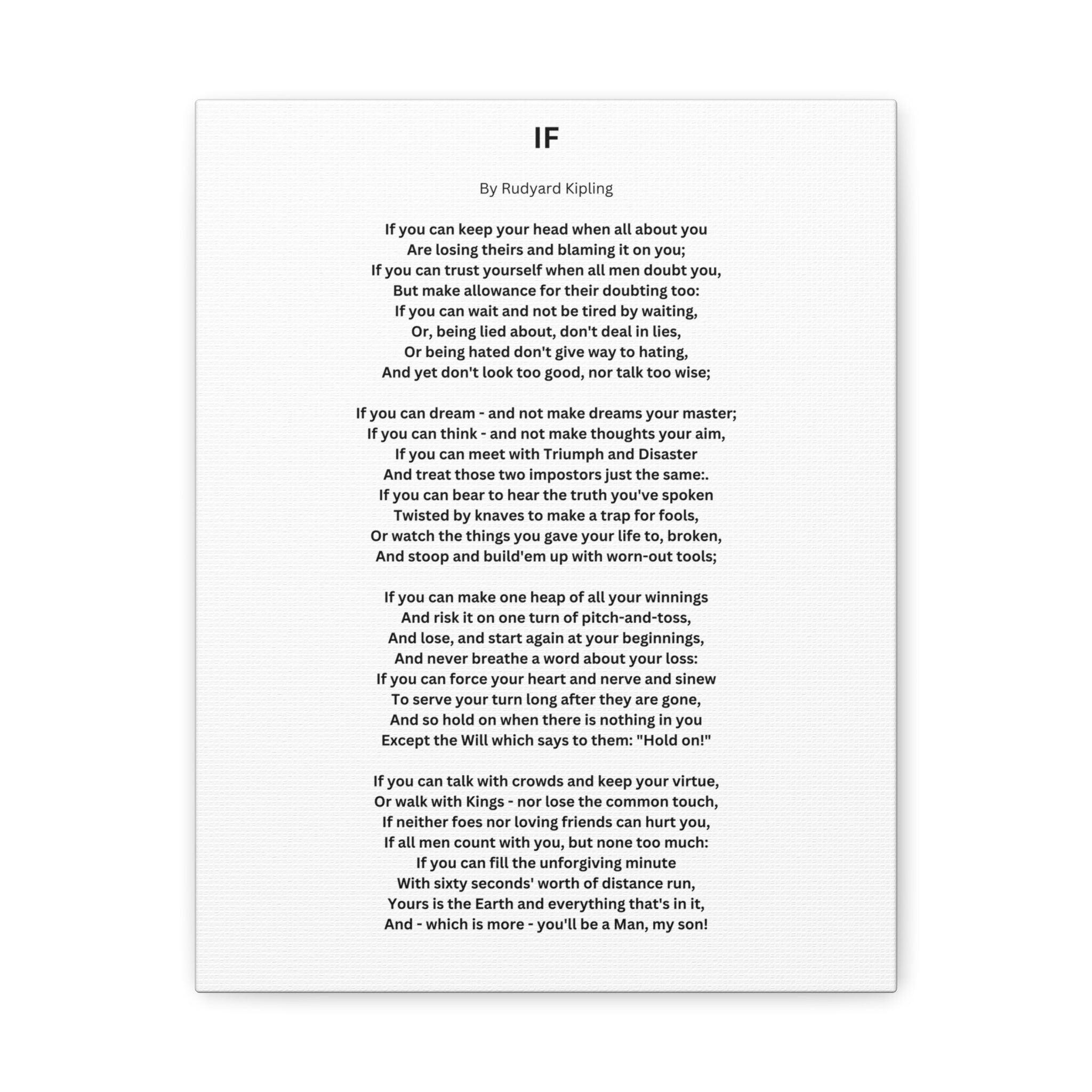 IF Poem by Rudyard Kipling Canvas Gallery Wrap Canvas Gallery Wrap