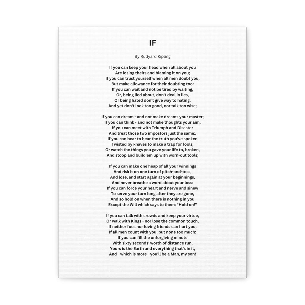 IF Poem by Rudyard Kipling Canvas Gallery Wrap Canvas Gallery Wrap