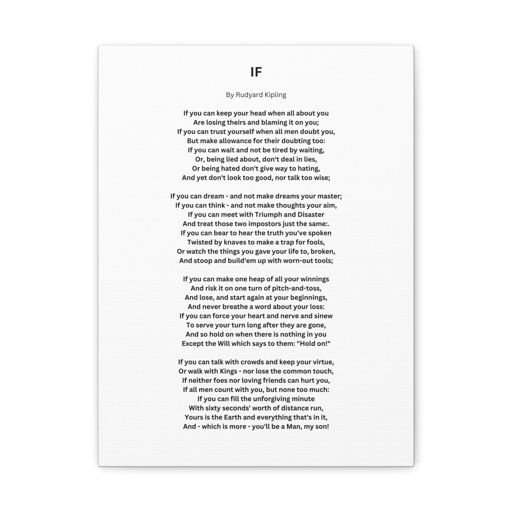 IF Poem by Rudyard Kipling Canvas Gallery Wrap Canvas Gallery Wrap