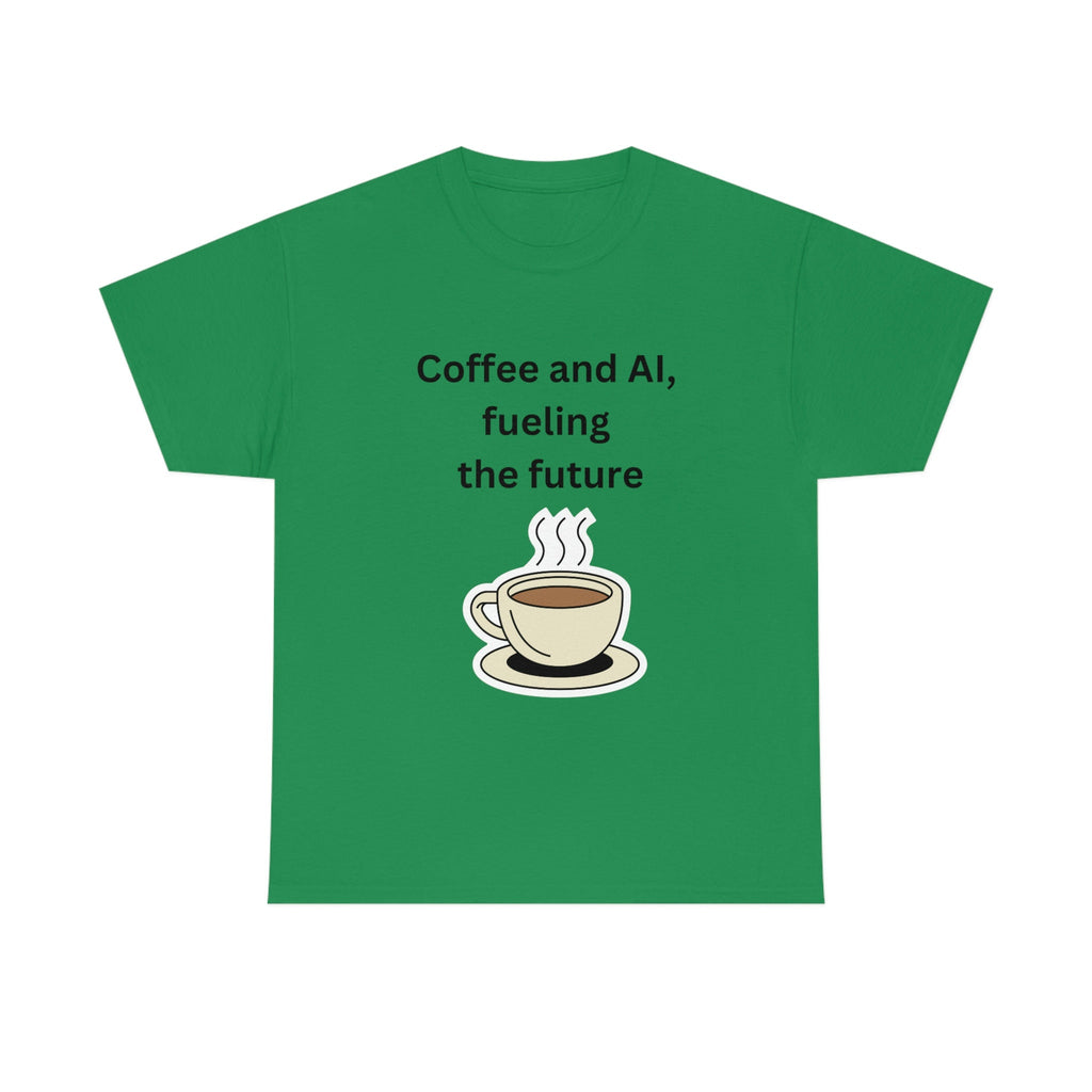 Coffee and AI, Fueling the Future Unisex Heavy Cotton Tee,novelty,graphic tee