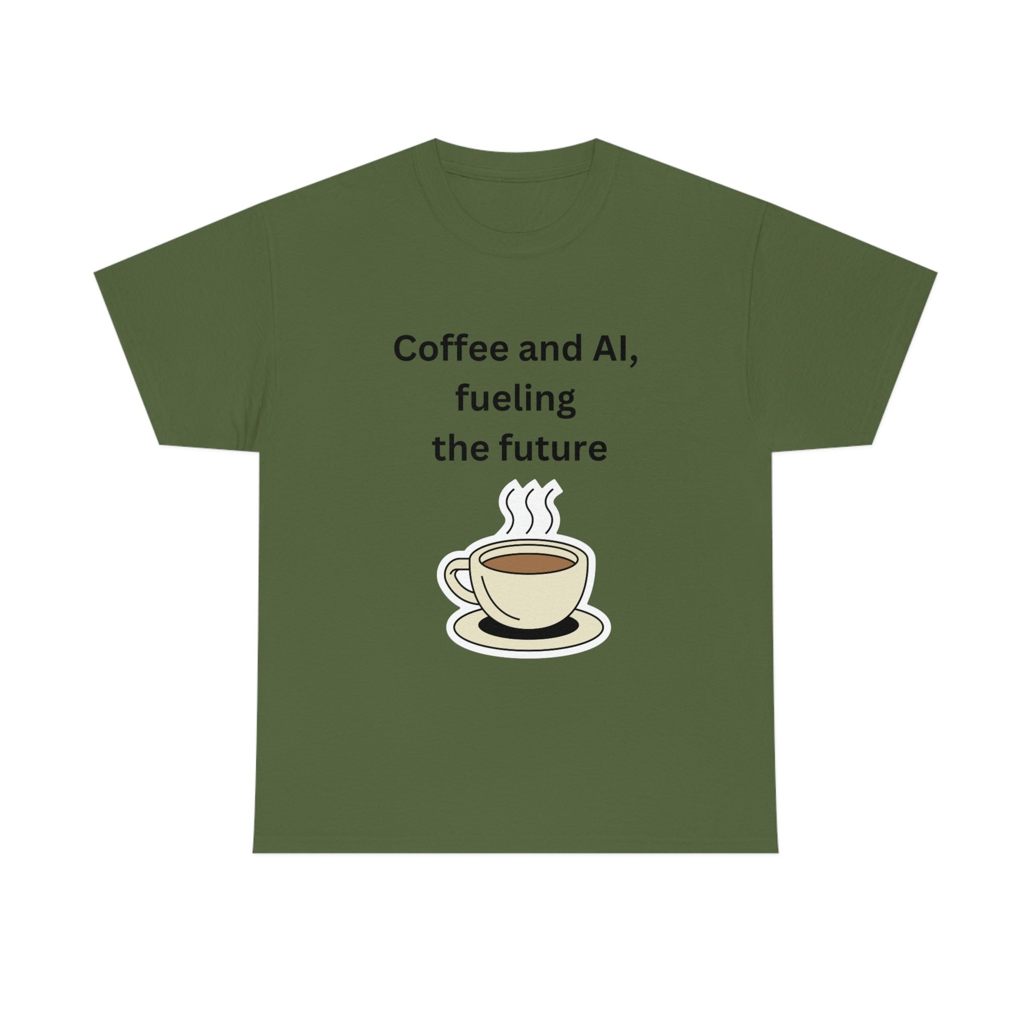 Coffee and AI, Fueling the Future Unisex Heavy Cotton Tee,novelty,graphic tee