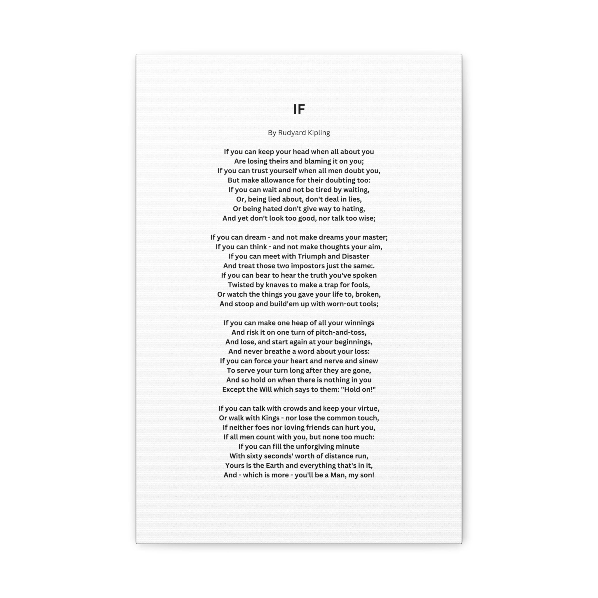IF Poem by Rudyard Kipling Canvas Gallery Wrap Canvas Gallery Wrap