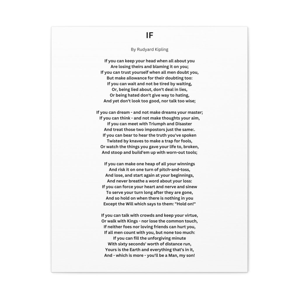IF Poem by Rudyard Kipling Canvas Gallery Wrap Canvas Gallery Wrap